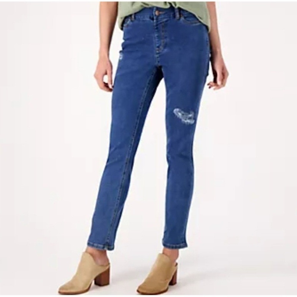 Denim & Co Canyon Retreat Pull On Slim Easy‎ Stretch Denim Jean Womens 18WP